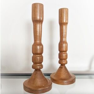 Vintage Wood Candle Holder Set 🕯 70s Hygge Altar Decor